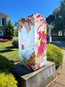 Inaugural Art Box located at Canton and Woodstock. Sponsored by Table and Main. Artist: Christina Kwan.